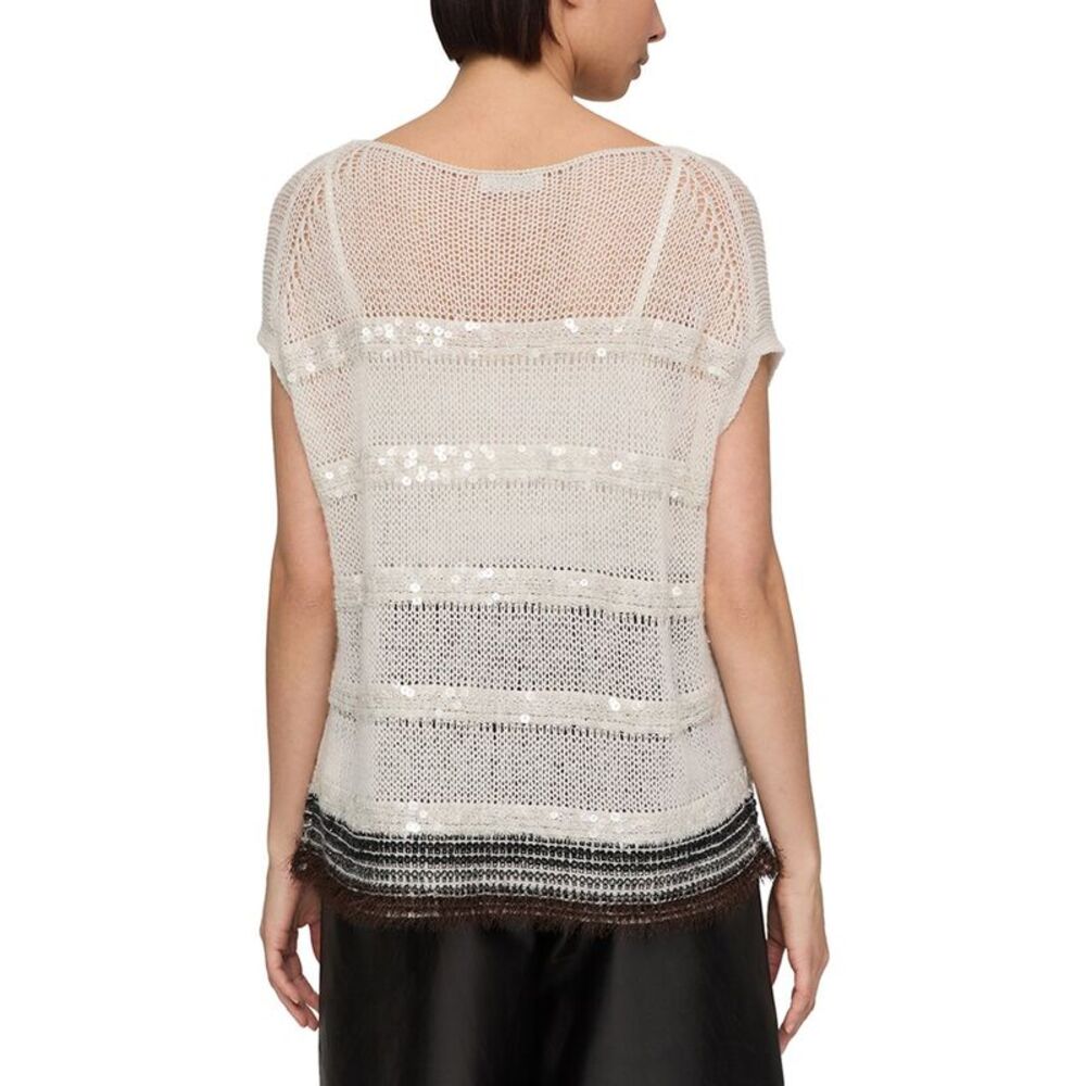 Lafayette 148 New York Womens Metallic Stripe Bateau Neck Top